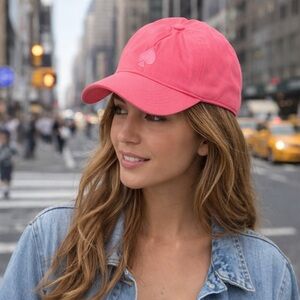 Kate Spade New York Embroidered Baseball Cap/Hat, Butterfly Pink
